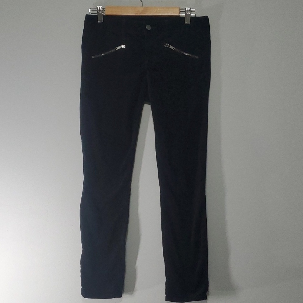gap 1969 pants women's size 28R 28 size 6 black velour like‎ zipper accents Wow